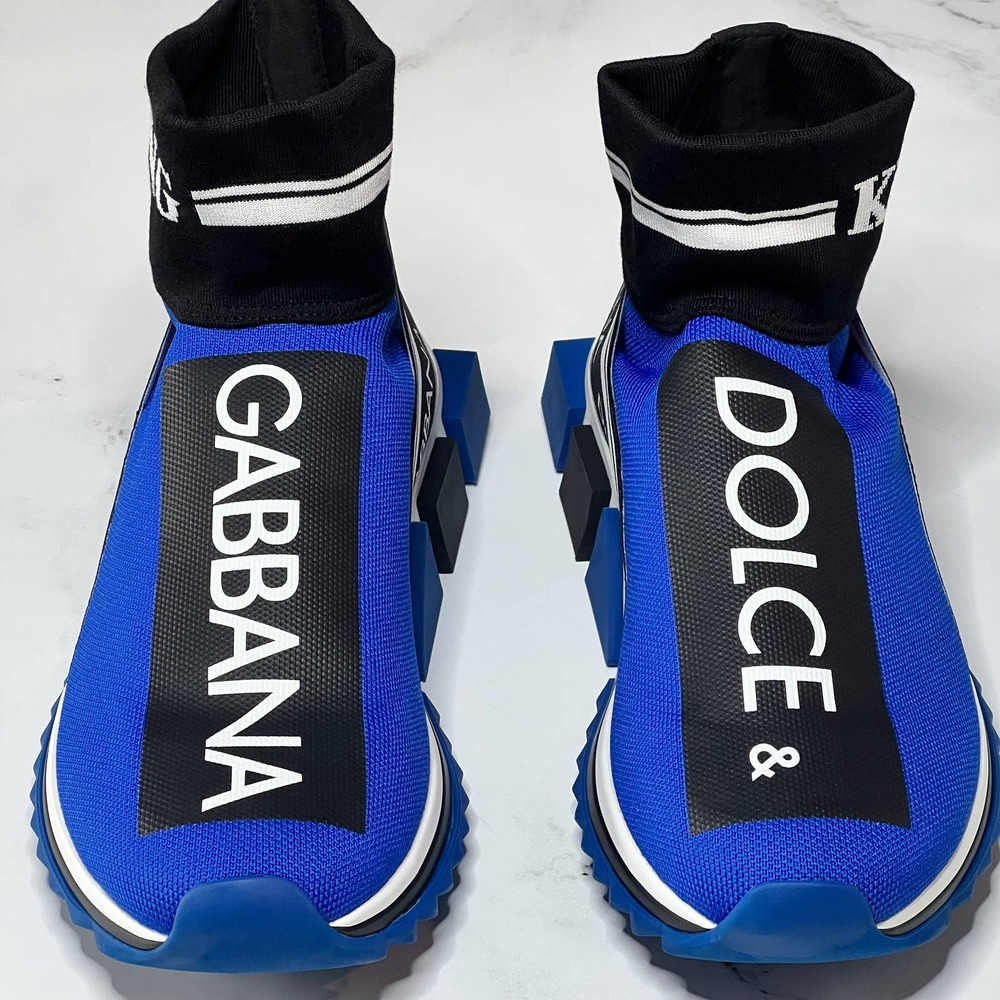 Dolce & Gabbana Hightop Sorrento Sneakers with DG Logo in Blue - Picture 1 of 10